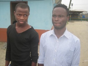 Mr. Edema Rafael, age 20 and Mr. Friday Wuruyai, age 21, the two suspects involved in the internet scam.