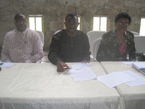 From Right: Dr. (Mrs) Veronica Ogbuagu, Chief Abel Edijala and Mr. Uloho Akpowene, during the First APC Metting, Delta State Chapter, held in Urhobo College