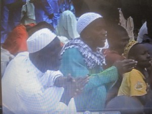 Muslims worshipping at the Delta Naval Base Mosque, Warr, today.