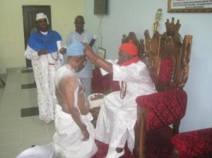 Chief Moses Orogun been installed as the new Otota of Agbon Kingdom by the Ovie of Agbon Kingdom,HRM Ogurimerime, Ukori JP.