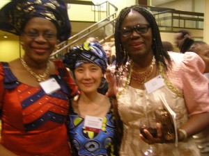 L-R: L-R: Dr. (Mrs.) Veronica Ogbuagu and Ms. Kun Kyung Sok of Korea International Cooperation Agency and Dr. Efe Agbamu, Asst. Superintendent, St. Paul Public Schools, St. Paul, Minnesota, USA. Ms. Sok is building a library in Wabane, (Cameroon) 
