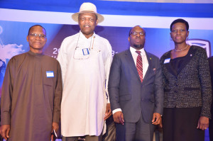 L-R: Director-General, Debt Management Office, Dr Abraham Nwankwo; Chairman, Stanbic IBTC, Atedo Peterside; Statistician General of the Federation/CEO, National Bureau of Statistics, Dr Yemi Kale; and Chief Executive, Stanbic IBTC Holdings Plc, Mrs Sola David-Borha, at the 7th edition of Standard Bank West Africa Investors’ Conference, held at Eko Hotels and Suites, Lagos on Tuesday 