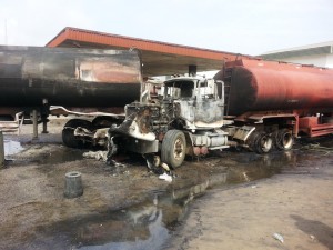One of the burnt tanker.