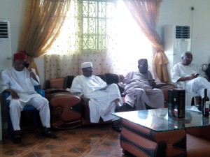 L-R: Engr. Hyancint Enuha, Senator Spanner Okpozo, Chief Patrick Ideh and Dr. Alex Iden, during the APC leaders, Elders and Stakeholders meeting held at the residence of Senator Okpozo at Ozoro, yesterday. 
