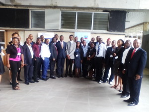 Students attending Advanced Writing and Reporting Skills in the School of Media and Communication, Pan Atlantic University, Lagos in a group photograph with the General Manager, Government and Public Affairs of Chevron Nigeria Limited, Mr Deji Haastrup.