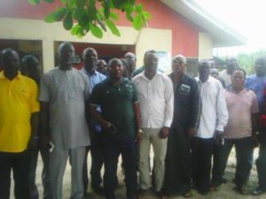 Prince Godwin Ogorugba (middle) and his PDP LGEA Excos after the emergency meeting