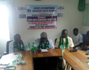 Mr.  Joseph Ambakederimo, Convener, South South Reawakening (middle) with others during the press conference in Warri, yesterday. 