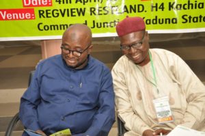From L-R;  Commoner for Agriculture Kaduna State, Professor Kabiru  Mato with  Regional Coordinator SON, Mr Dauda Yakubu (center) during the  Sectoral Stakeholders Workshop on Reduction of Substandard Good in Nigeria North West Zone/Improvement of Agricultural Produce for Export in Kaduna on Tuesday. Photo: BASHIR BELLO