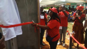 Founder of the Foundation, Dr. (Mrs) Lauretta Emiakpo Ogrih, commissioning the borehole. 