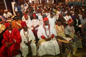 Cross section of traditional rulers during the town hall meeting.
