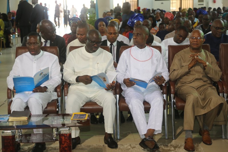 From Left: Delta State Governor, Senator Ifeanyi Okowa; Speaker of the State House of Assembly, Rt Hon Sheriff Oboriewore; the Chief Judge, Justice Marshall Umukoro and former acting Governor, Rt Hon Sam Obi